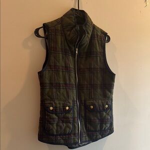 Plaid Quilted Vest with Pockets